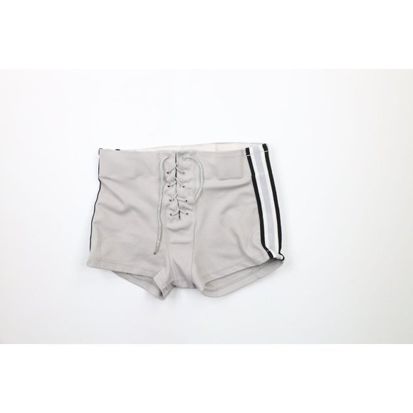 Vintage 60s Mens Size 36 Striped Above Knee Football Shorts Short Pride Gray USA